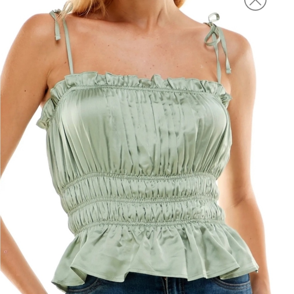 Francesca’s Satin Tie Strap Tank Top || Never Worn